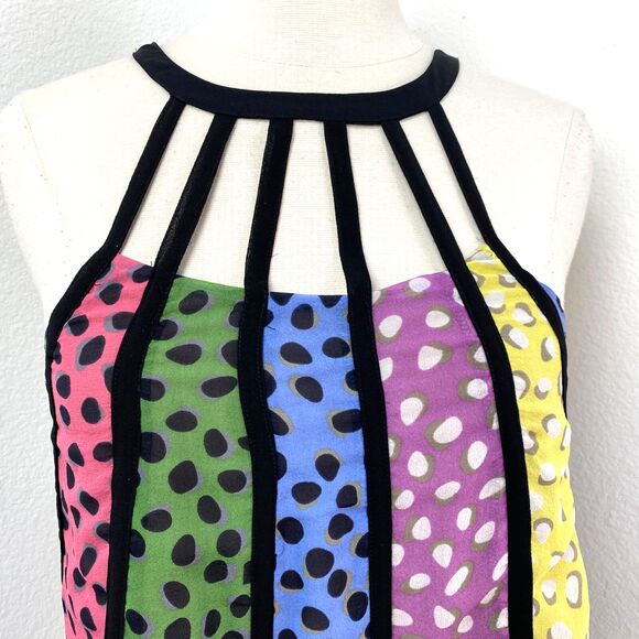 Forever 21 Collection Silk Camisole Top Small Multi Color Polka Dots Boho Whimsy - Picture 2 of 11